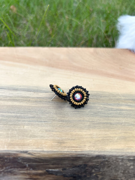 Black and Matte Honey Swarovski Studs